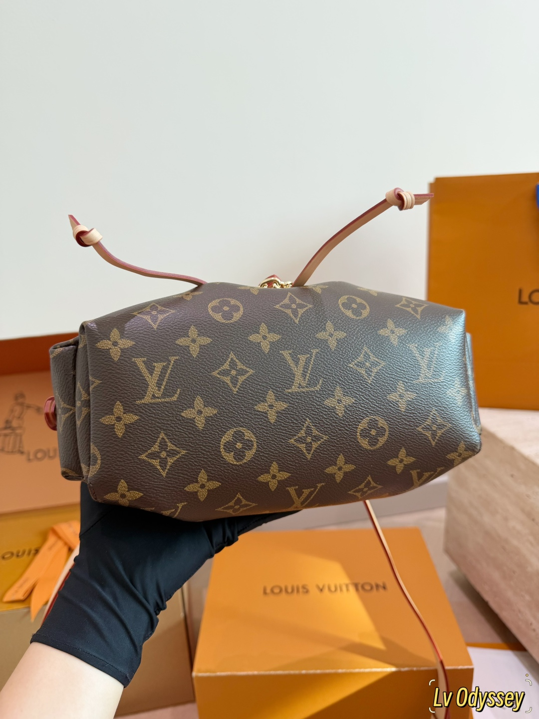 LV Odyssée Monogram Bucket Bag | Gold Chain Crossbody
