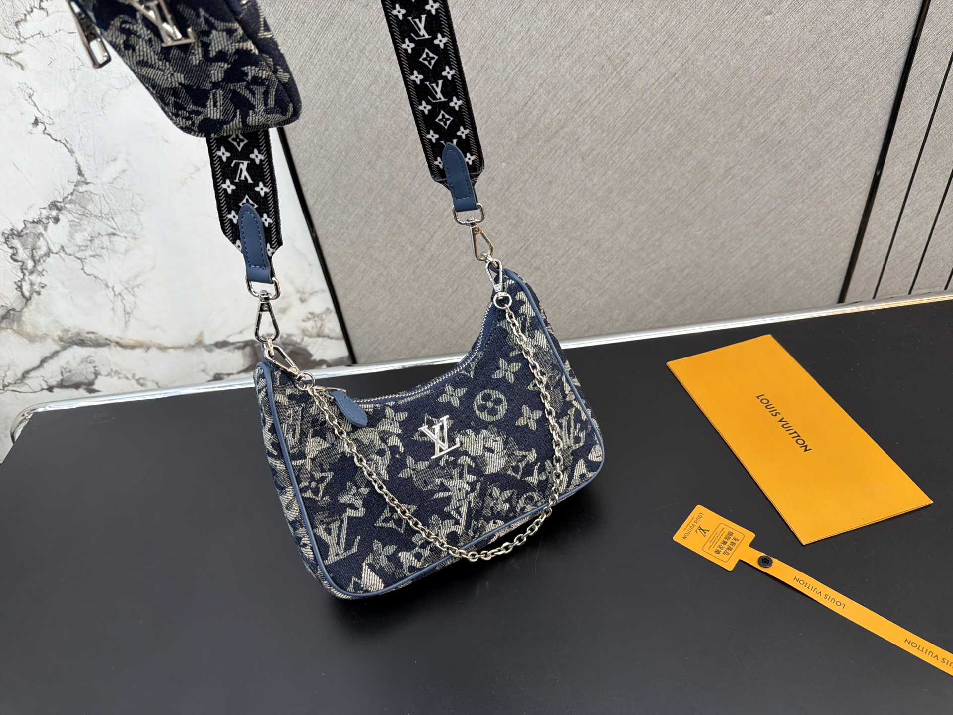 Louis Vuitton Monogram Jacquard Multi-Pochette Accessoires 3-in-1 Crossbody Bag (Navy Blue)