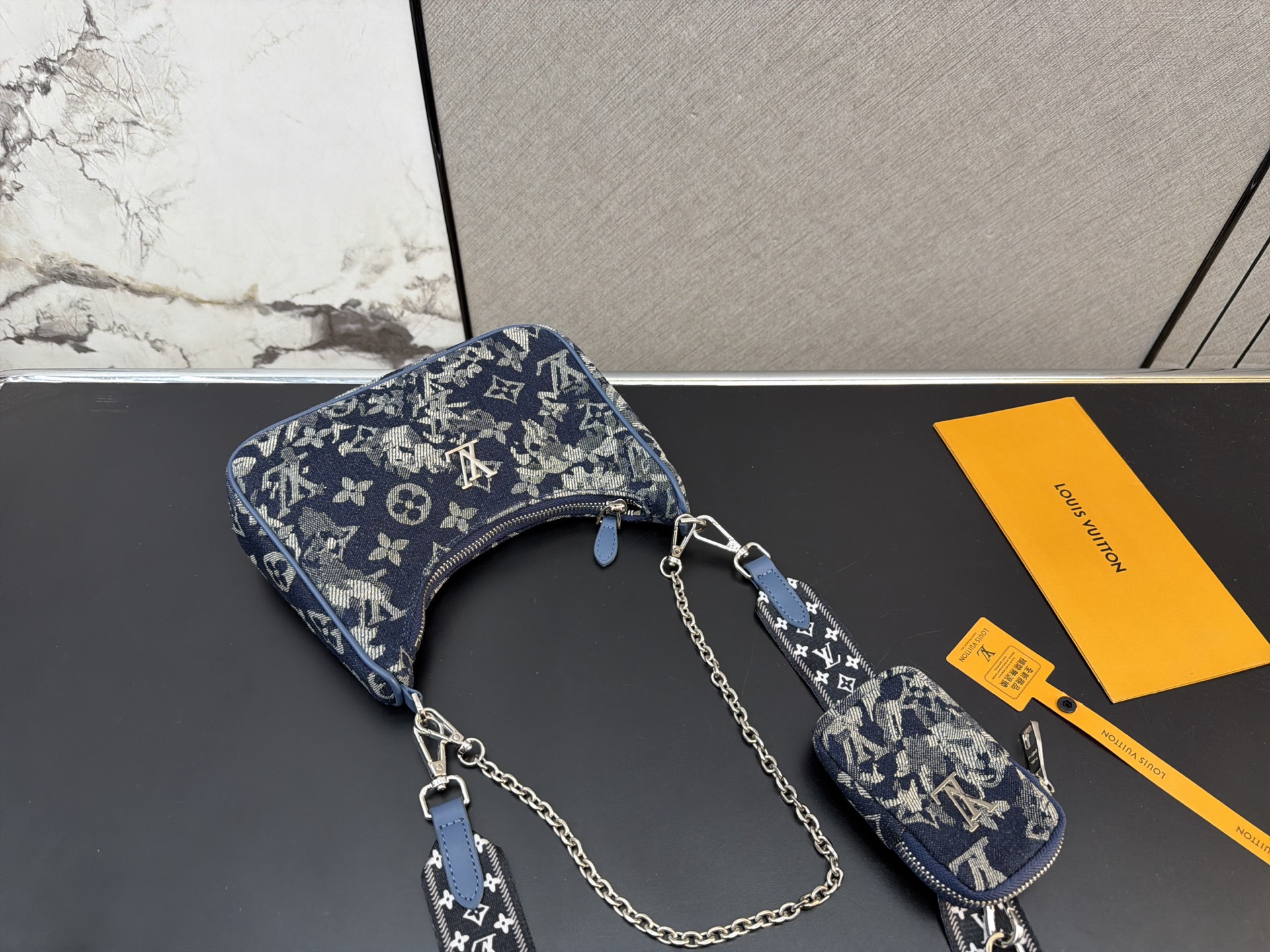 Louis Vuitton Monogram Jacquard Multi-Pochette Accessoires 3-in-1 Crossbody Bag (Navy Blue)
