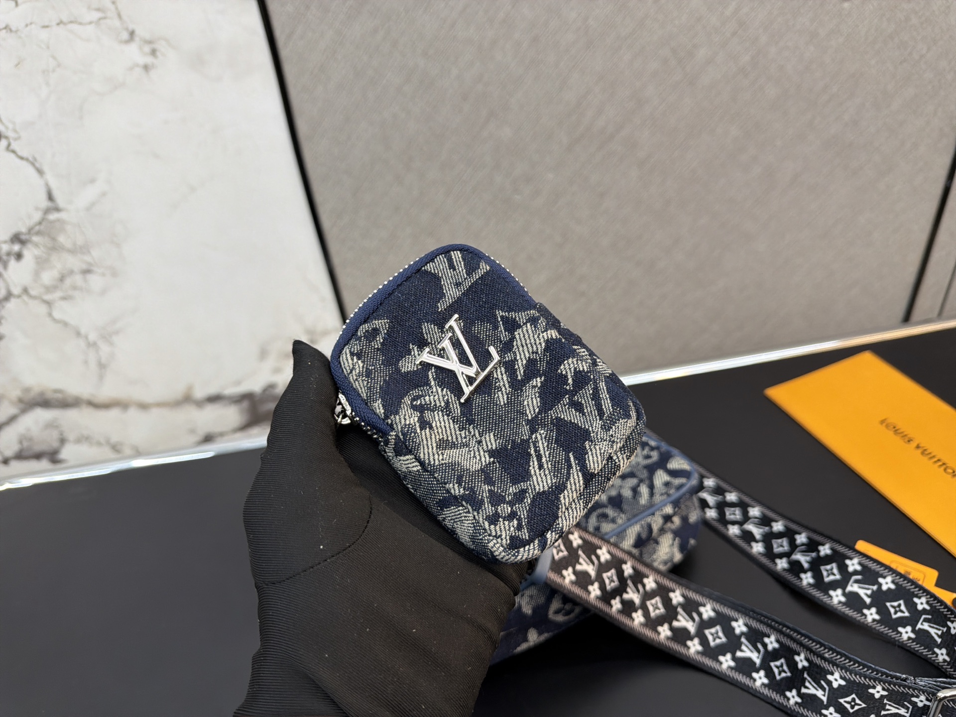 Louis Vuitton Monogram Jacquard Multi-Pochette Accessoires 3-in-1 Crossbody Bag (Navy Blue)