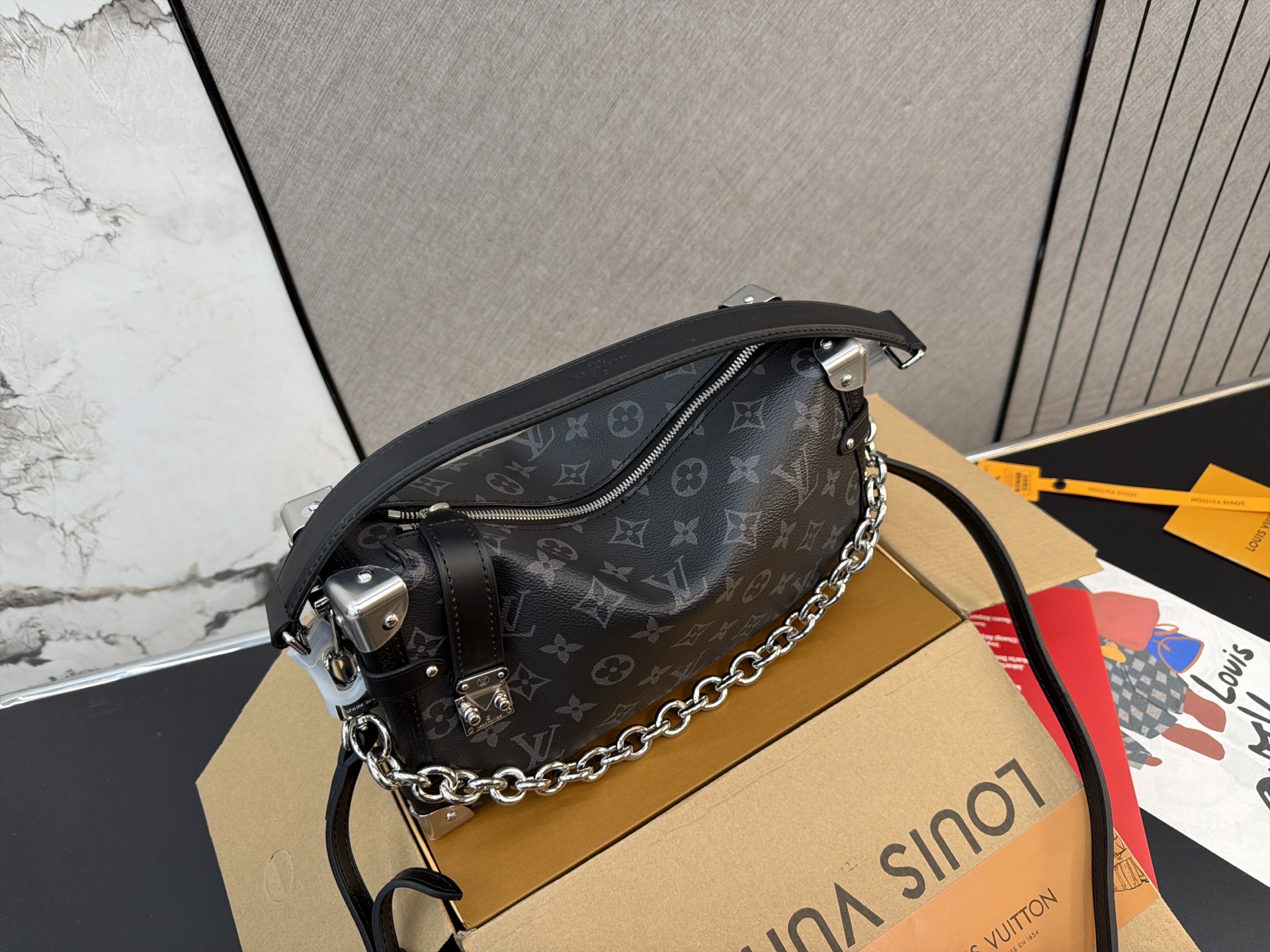 Louis Vuitton Side Trunk East West Monogram Canvas Shoulder Bag (Unisex Edition)