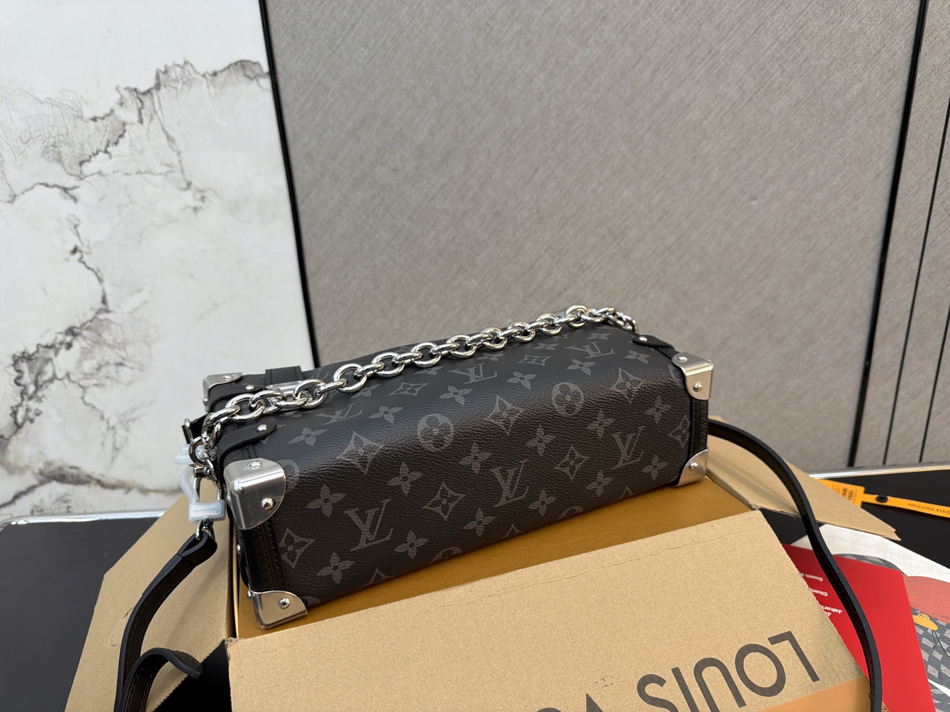 Louis Vuitton Side Trunk East West Monogram Canvas Shoulder Bag (Unisex Edition)