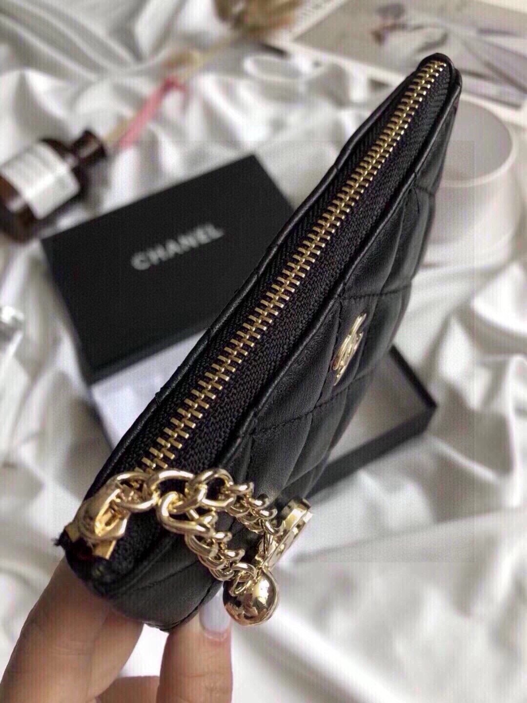 Chanel Quilted Lambskin Zip Coin Purse & Card Holder (14x9cm) - With Gift Box