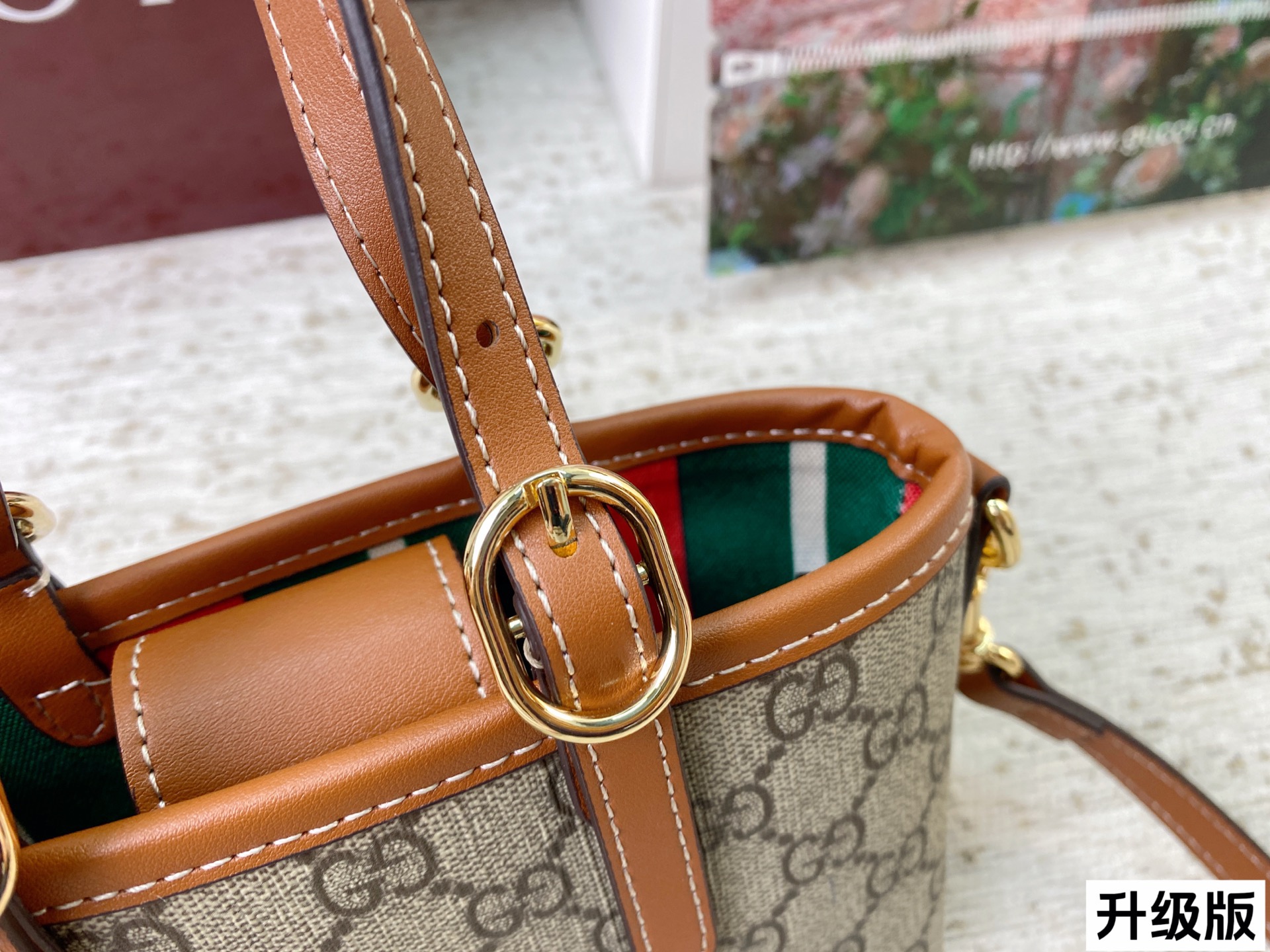 Chic Emblem-Style Mini Tote Bag with GG Canvas, Leather Trim & Detachable Strap (Upgraded Version)