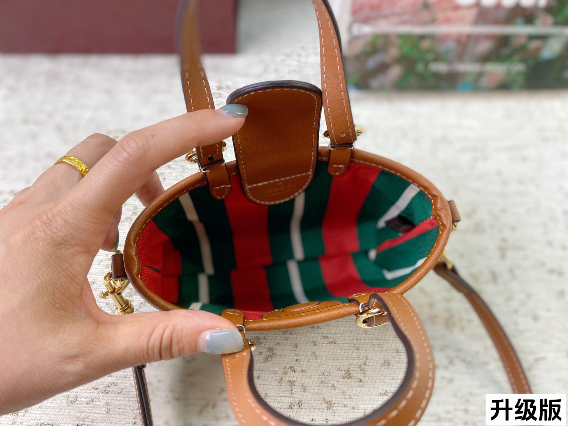 Chic Emblem-Style Mini Tote Bag with GG Canvas, Leather Trim & Detachable Strap (Upgraded Version)