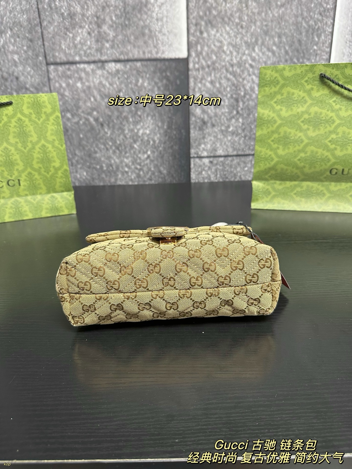 Marmont-Style GG Canvas Chain Bag with Red Leather Trim & Gold Double G Hardware (Multiple Sizes)