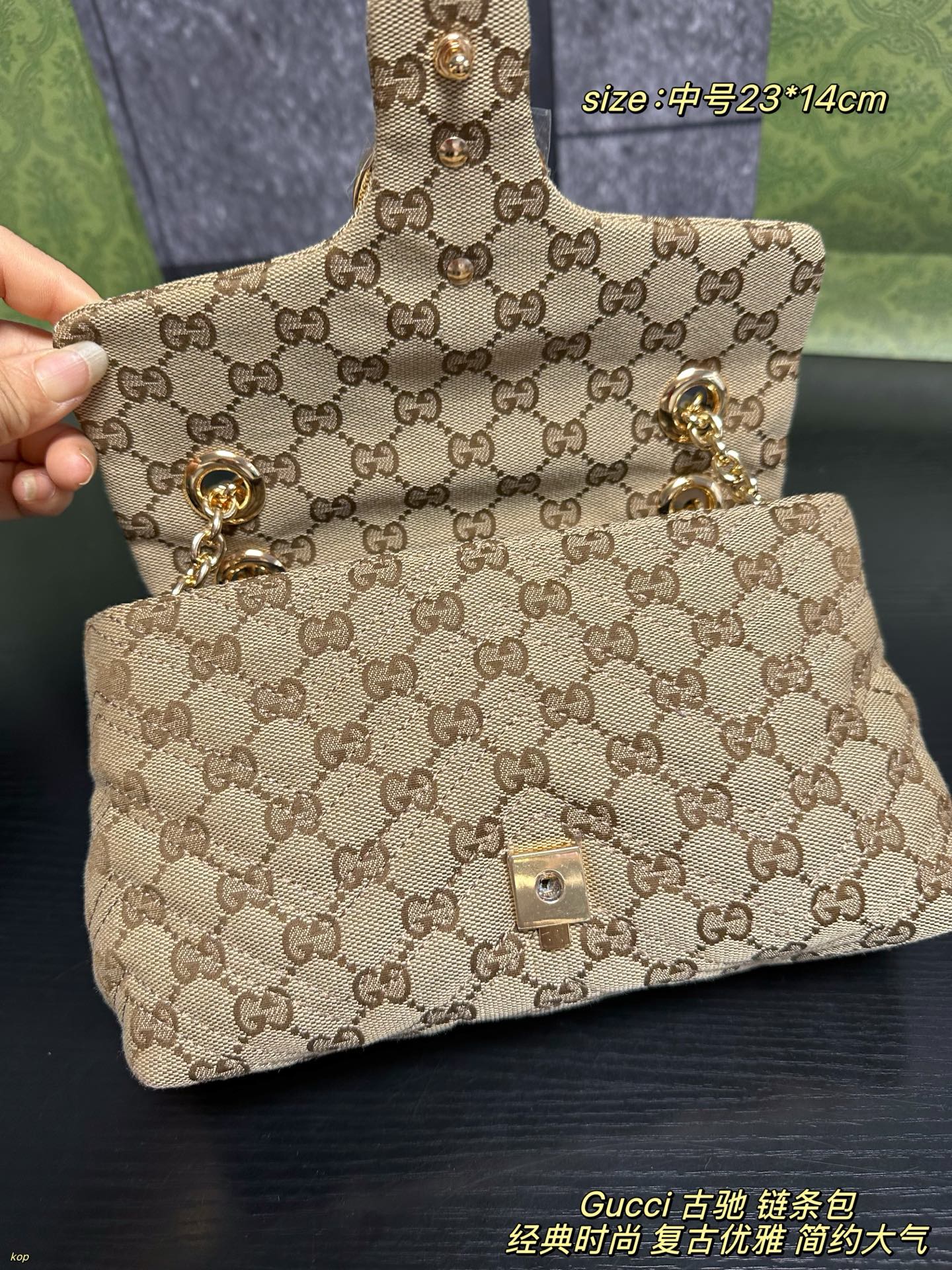 Marmont-Style GG Canvas Chain Bag with Red Leather Trim & Gold Double G Hardware (Multiple Sizes)