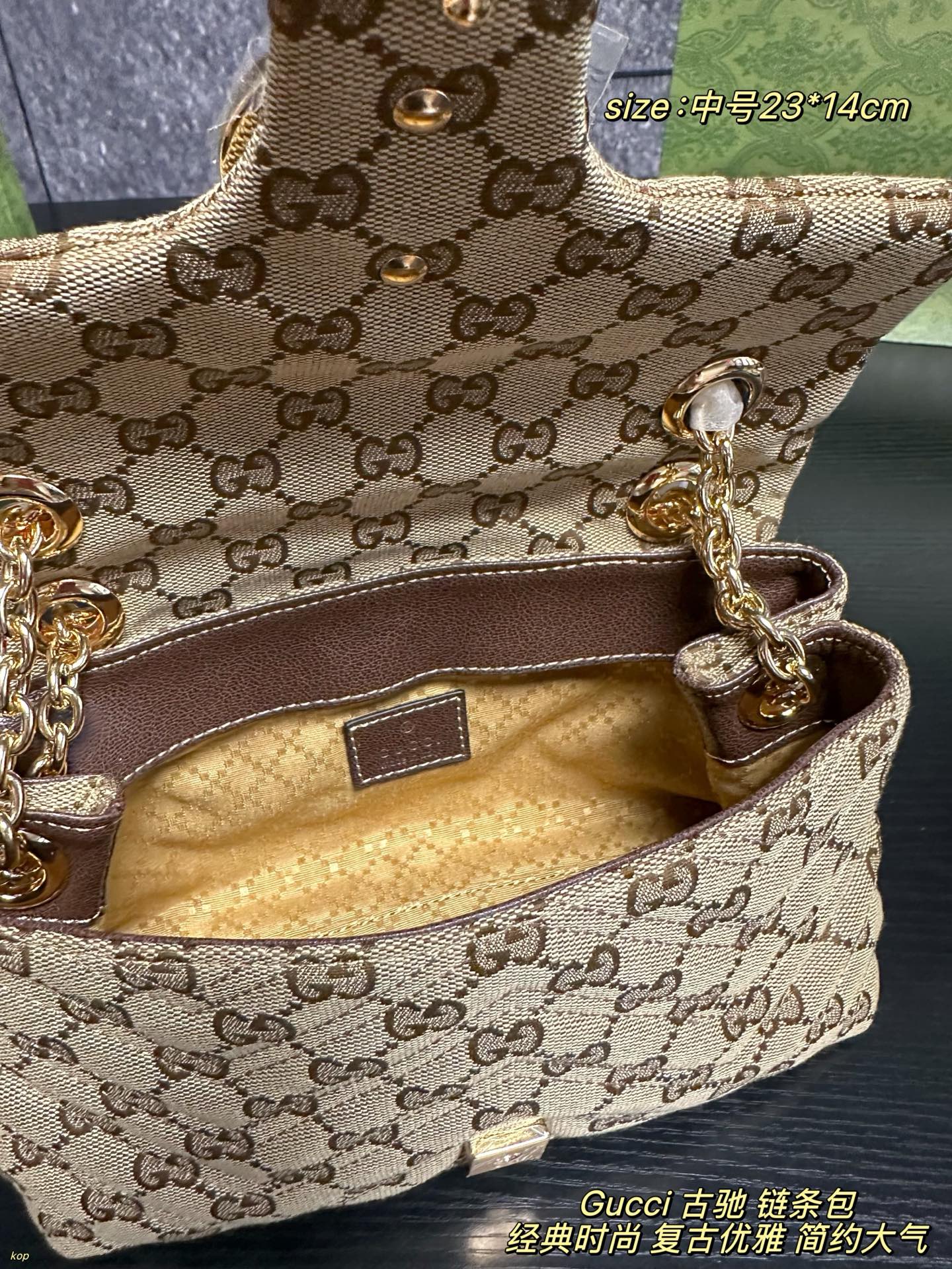 Marmont-Style GG Canvas Chain Bag with Red Leather Trim & Gold Double G Hardware (Multiple Sizes)