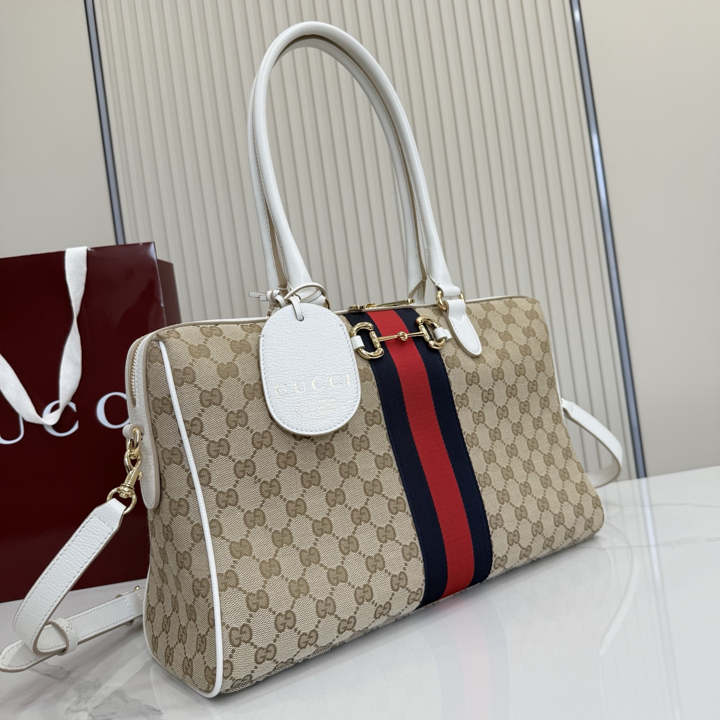 Elegant Borsetto-Style GG Canvas Handbag with Horsebit Detail, Web Stripe & Full Packaging (2026 Spring/Summer Collection)