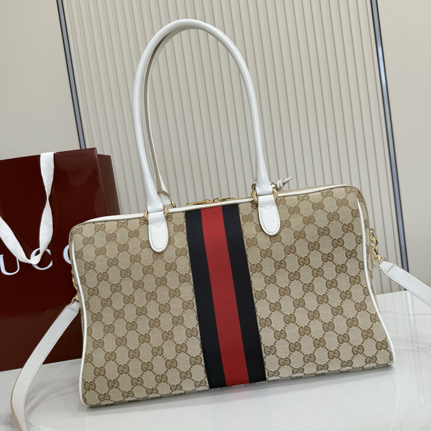 Elegant Borsetto-Style GG Canvas Handbag with Horsebit Detail, Web Stripe & Full Packaging (2026 Spring/Summer Collection)