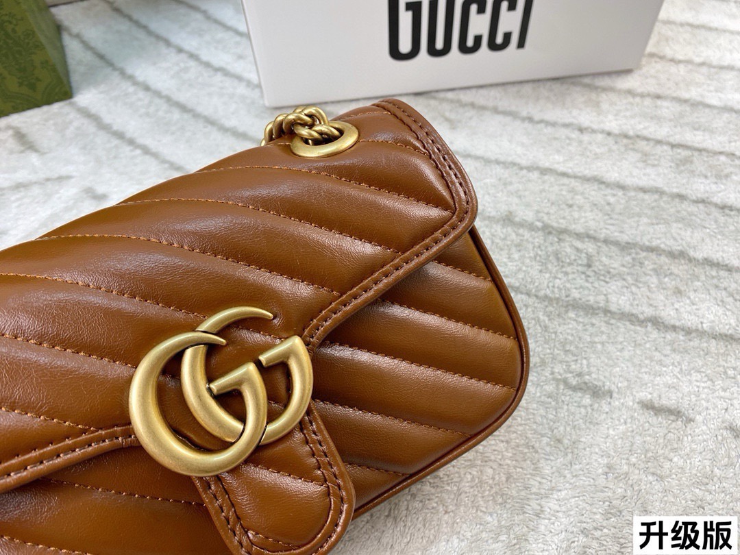 Chic Marmont-Style Caramel Quilted Leather Chain Bag with Gold Double G Hardware (Upgraded Version)