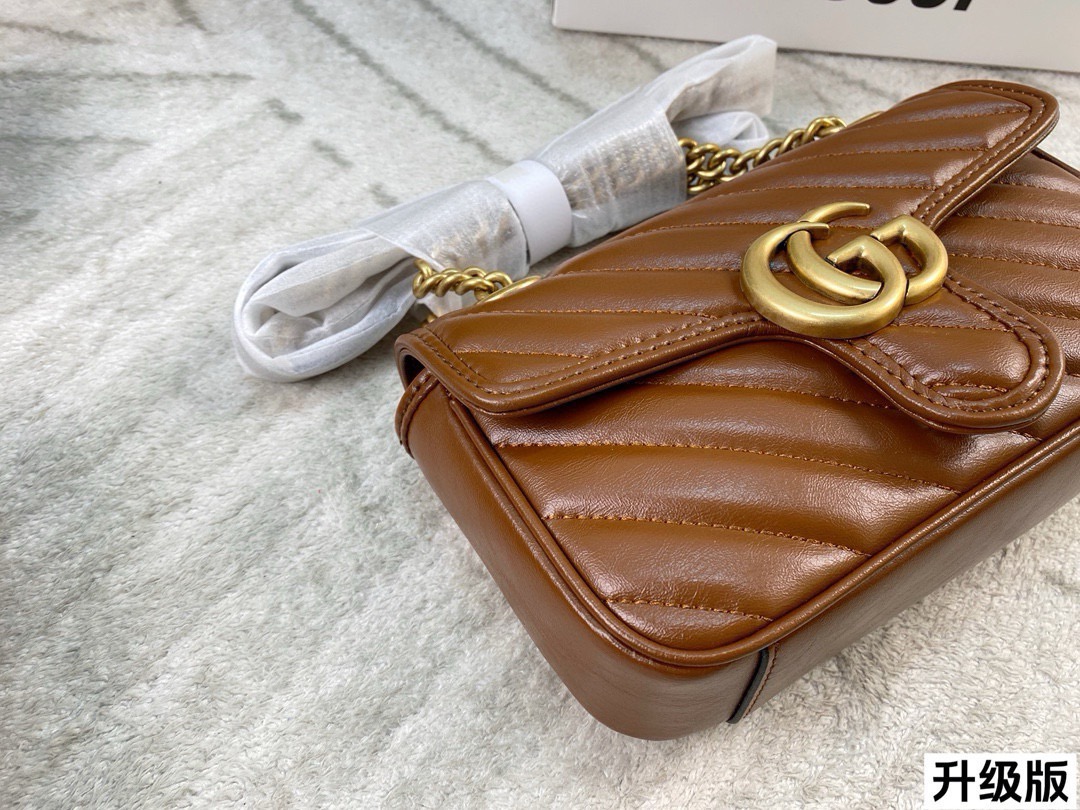Chic Marmont-Style Caramel Quilted Leather Chain Bag with Gold Double G Hardware (Upgraded Version)
