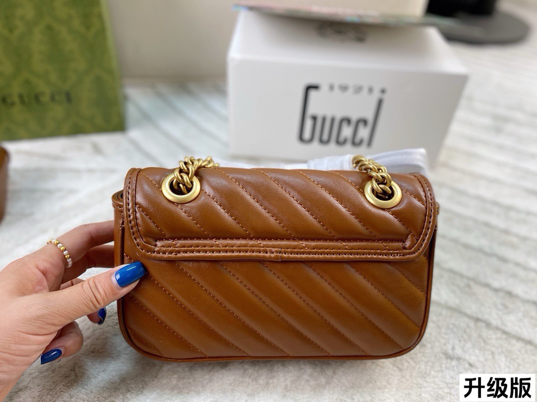 Chic Marmont-Style Caramel Quilted Leather Chain Bag with Gold Double G Hardware (Upgraded Version)