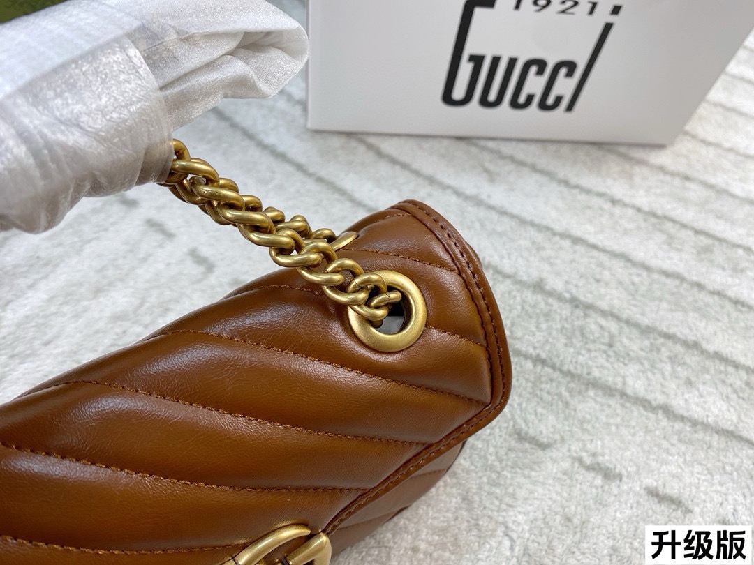 Chic Marmont-Style Caramel Quilted Leather Chain Bag with Gold Double G Hardware (Upgraded Version)
