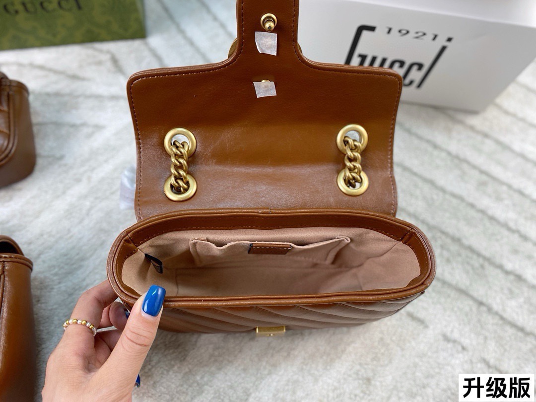 Chic Marmont-Style Caramel Quilted Leather Chain Bag with Gold Double G Hardware (Upgraded Version)
