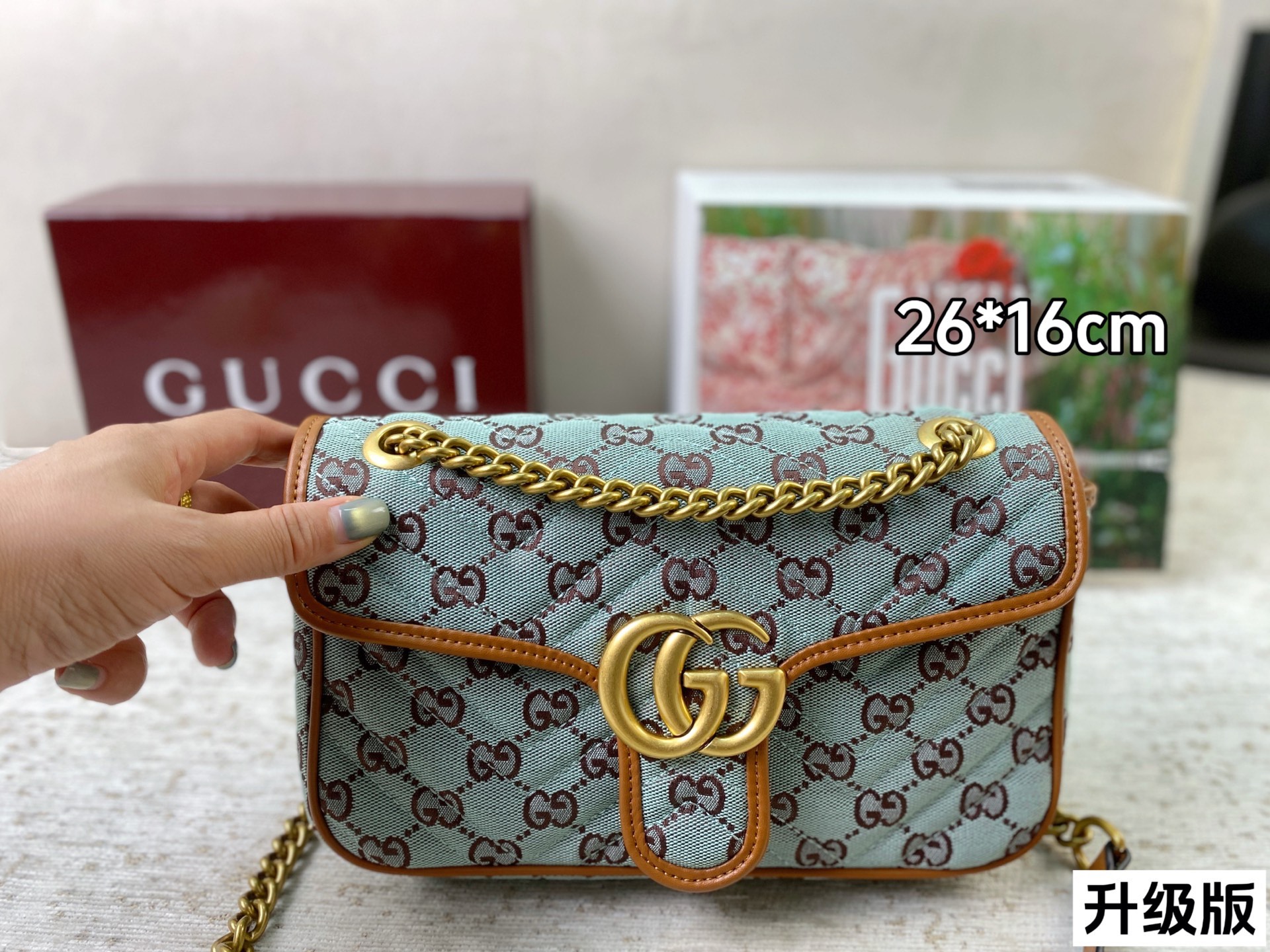 Chic Marmont-Style Denim Canvas Chain Bag with Gold Double G Hardware, Upgraded Version & Full Packaging (Multiple Sizes)