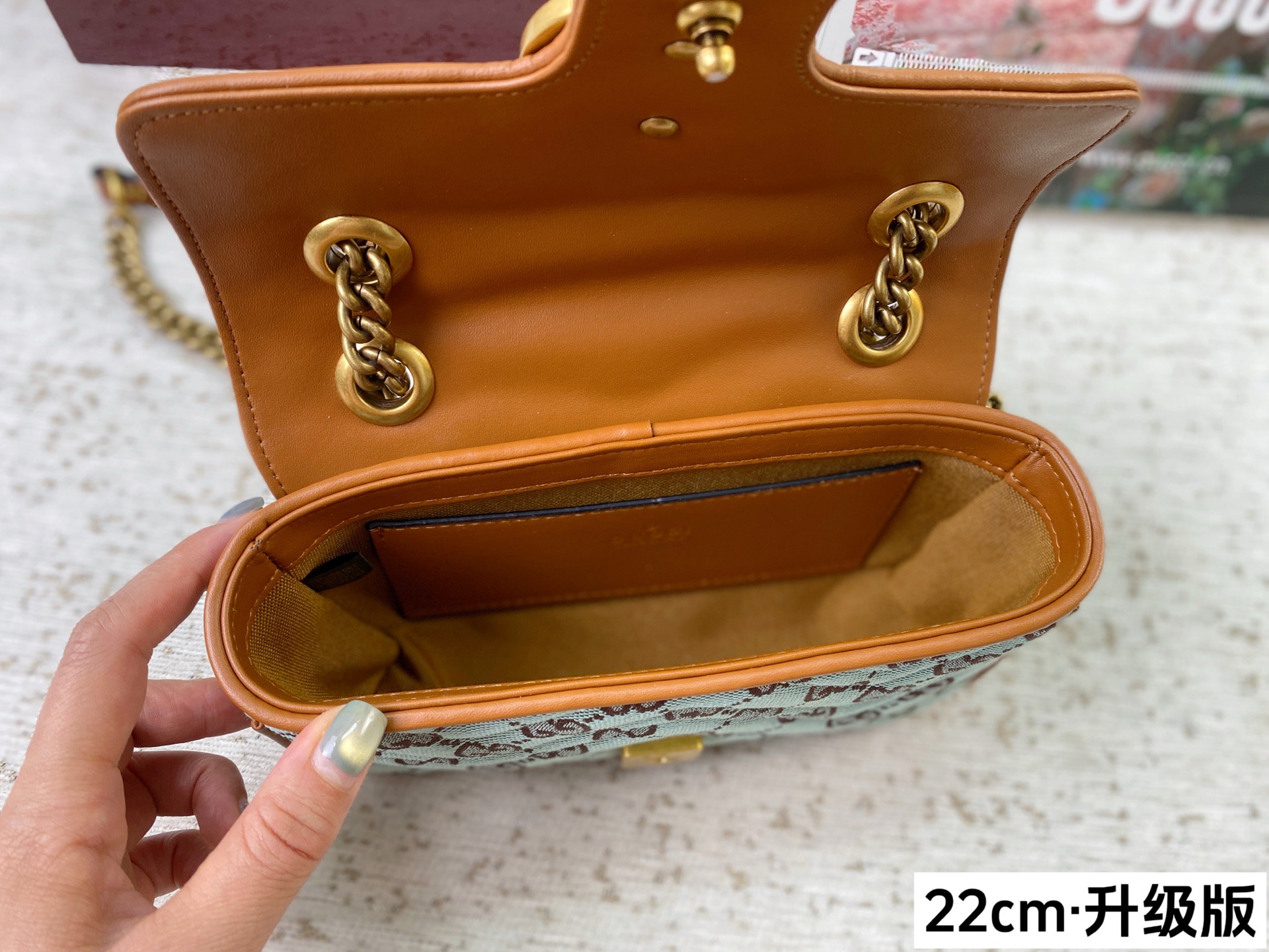 Chic Marmont-Style Denim Canvas Chain Bag with Gold Double G Hardware, Upgraded Version & Full Packaging (22cm)