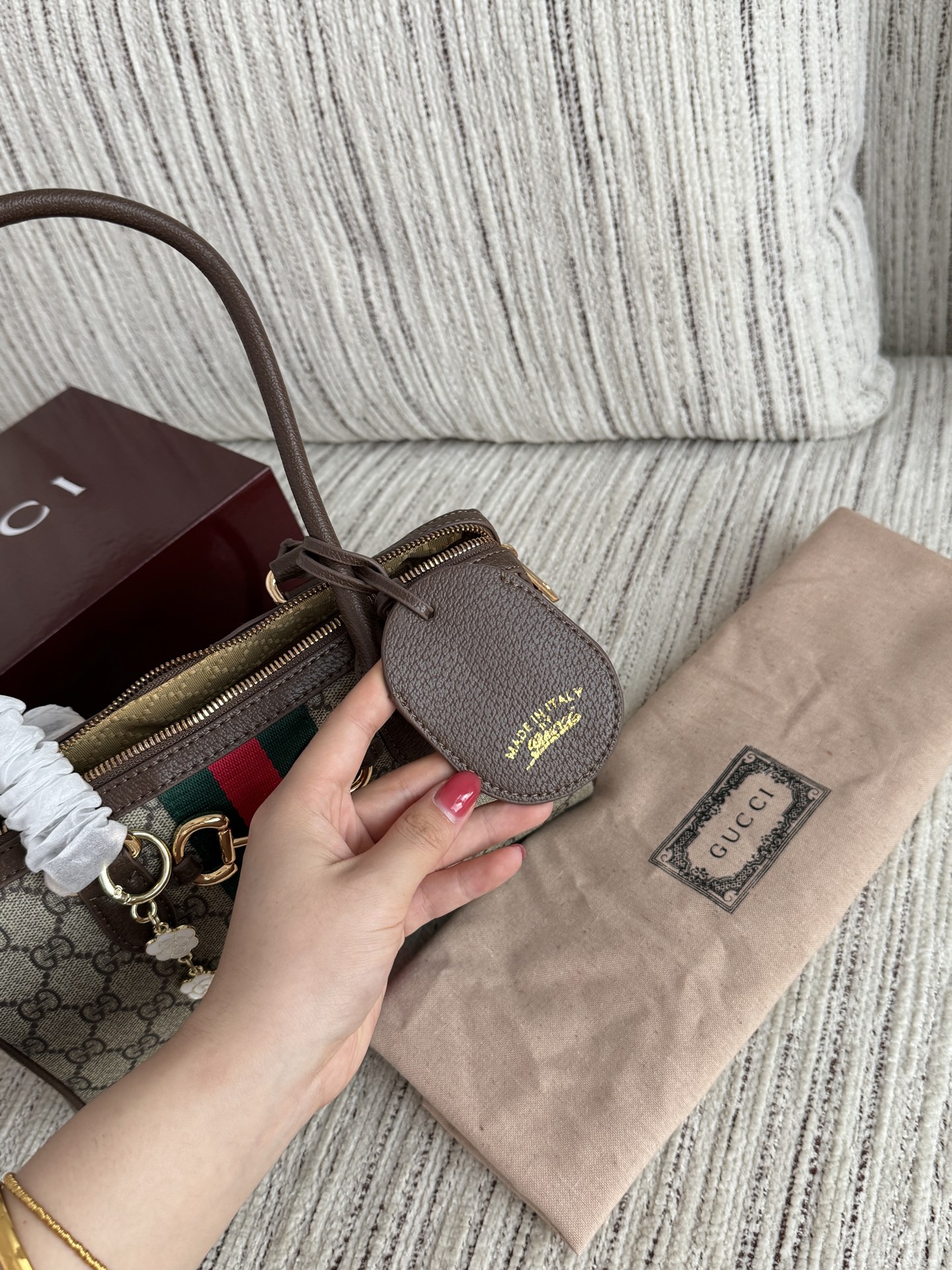 Elegant Borsetto-Style GG Monogram Canvas Boston Bag with Web Stripe, Horsebit Detail & Full Gift Box