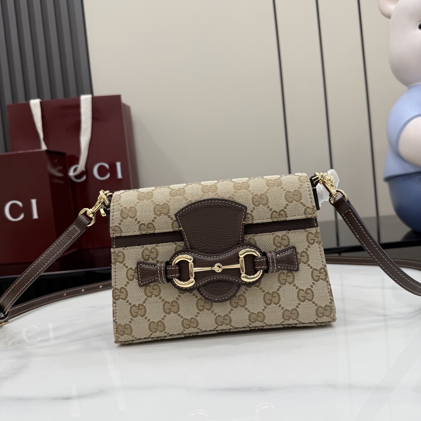 Chic Primavera-Style Horsebit GG Canvas Top Handle Bag with Detachable Strap & Full Packaging