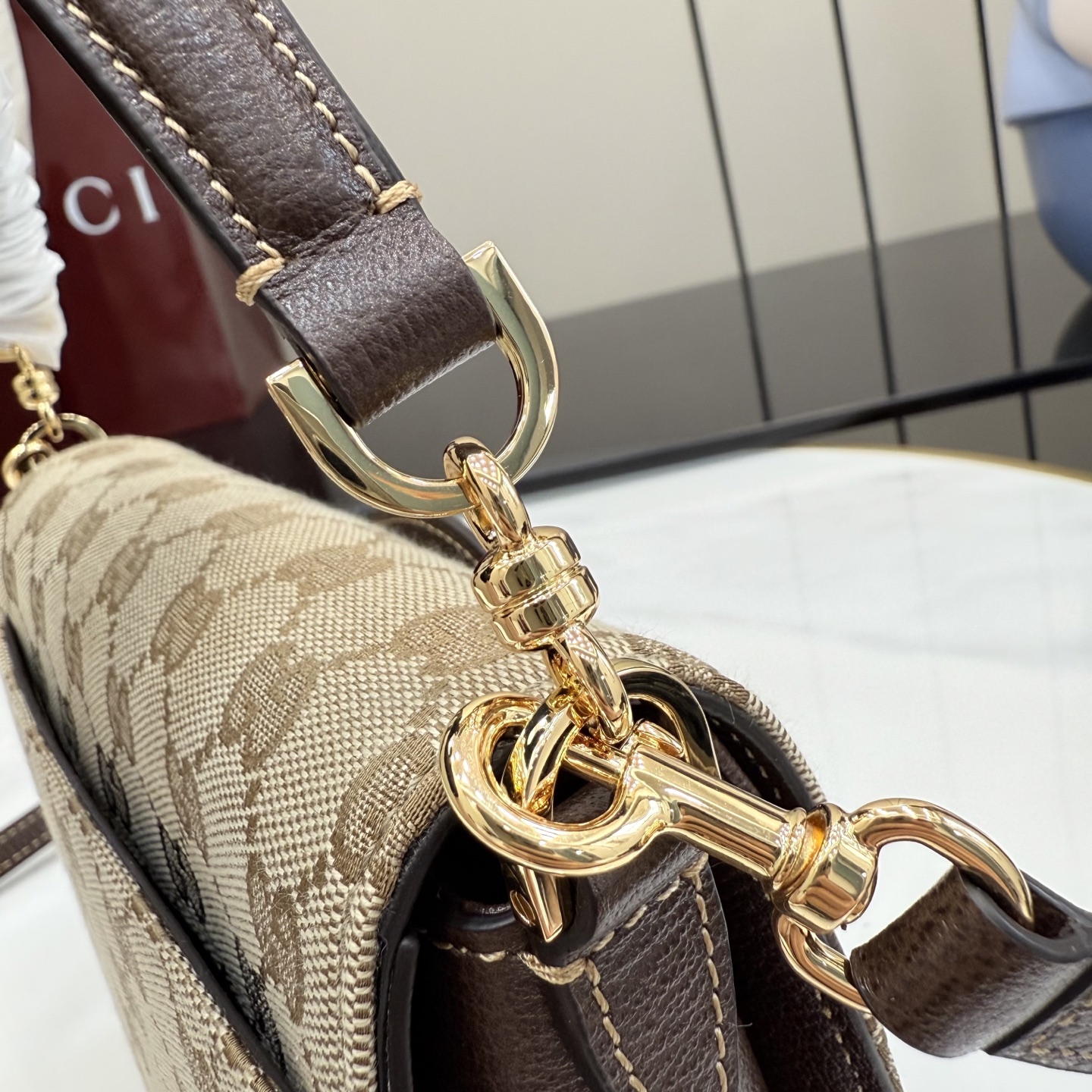 Chic Primavera-Style Horsebit GG Canvas Top Handle Bag with Detachable Strap & Full Packaging