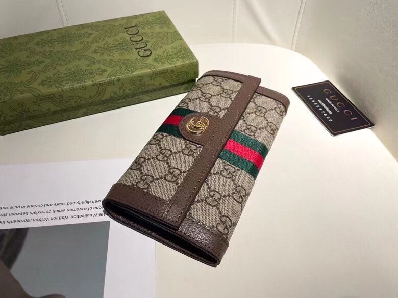 Chic GG-Style Monogram Canvas Wallet with Web Stripe, Double G Hardware & Multiple Card Slots