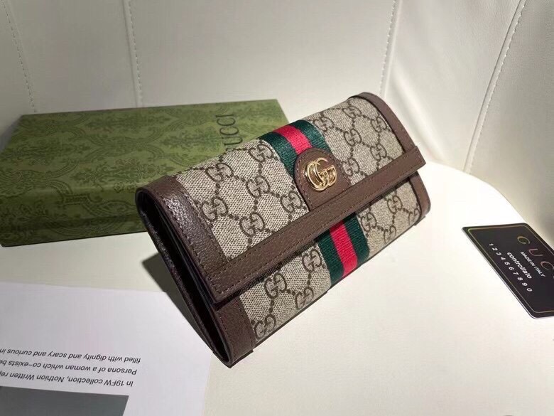 Chic GG-Style Monogram Canvas Wallet with Web Stripe, Double G Hardware & Multiple Card Slots