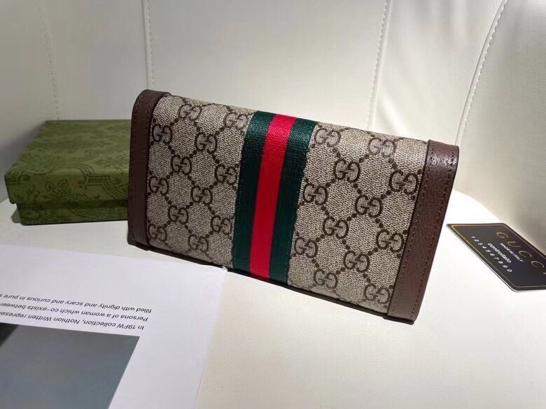 Chic GG-Style Monogram Canvas Wallet with Web Stripe, Double G Hardware & Multiple Card Slots