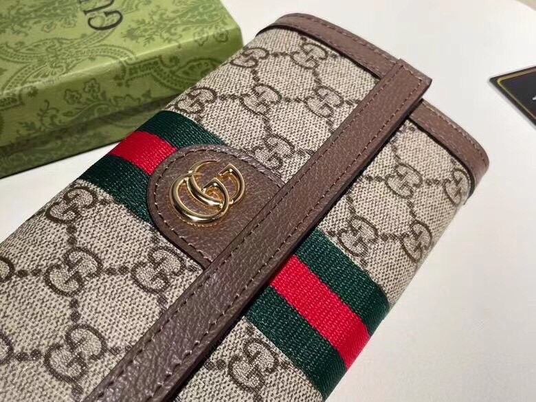 Chic GG-Style Monogram Canvas Wallet with Web Stripe, Double G Hardware & Multiple Card Slots