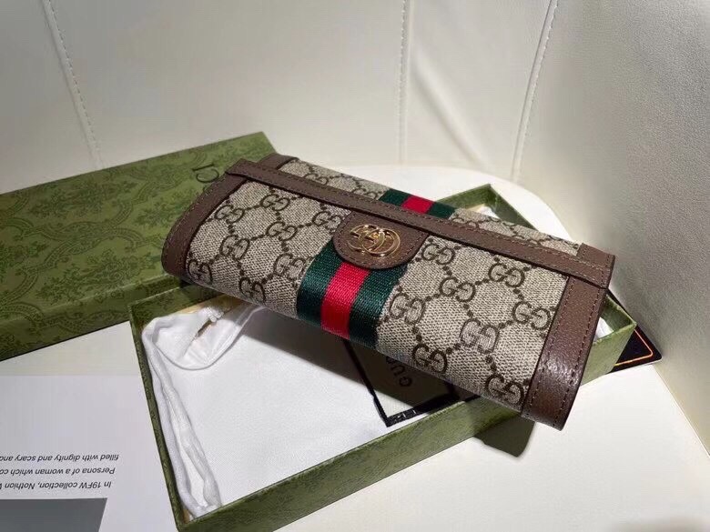 Chic GG-Style Monogram Canvas Wallet with Web Stripe, Double G Hardware & Multiple Card Slots