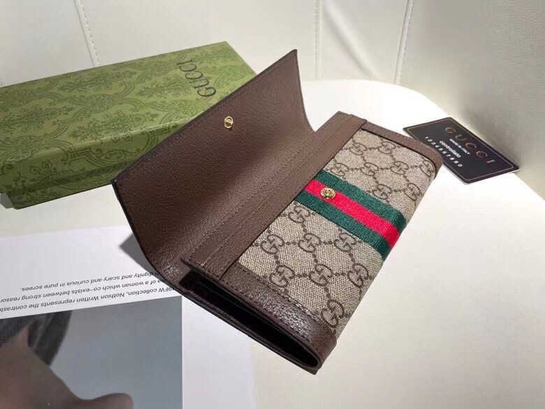 Chic GG-Style Monogram Canvas Wallet with Web Stripe, Double G Hardware & Multiple Card Slots