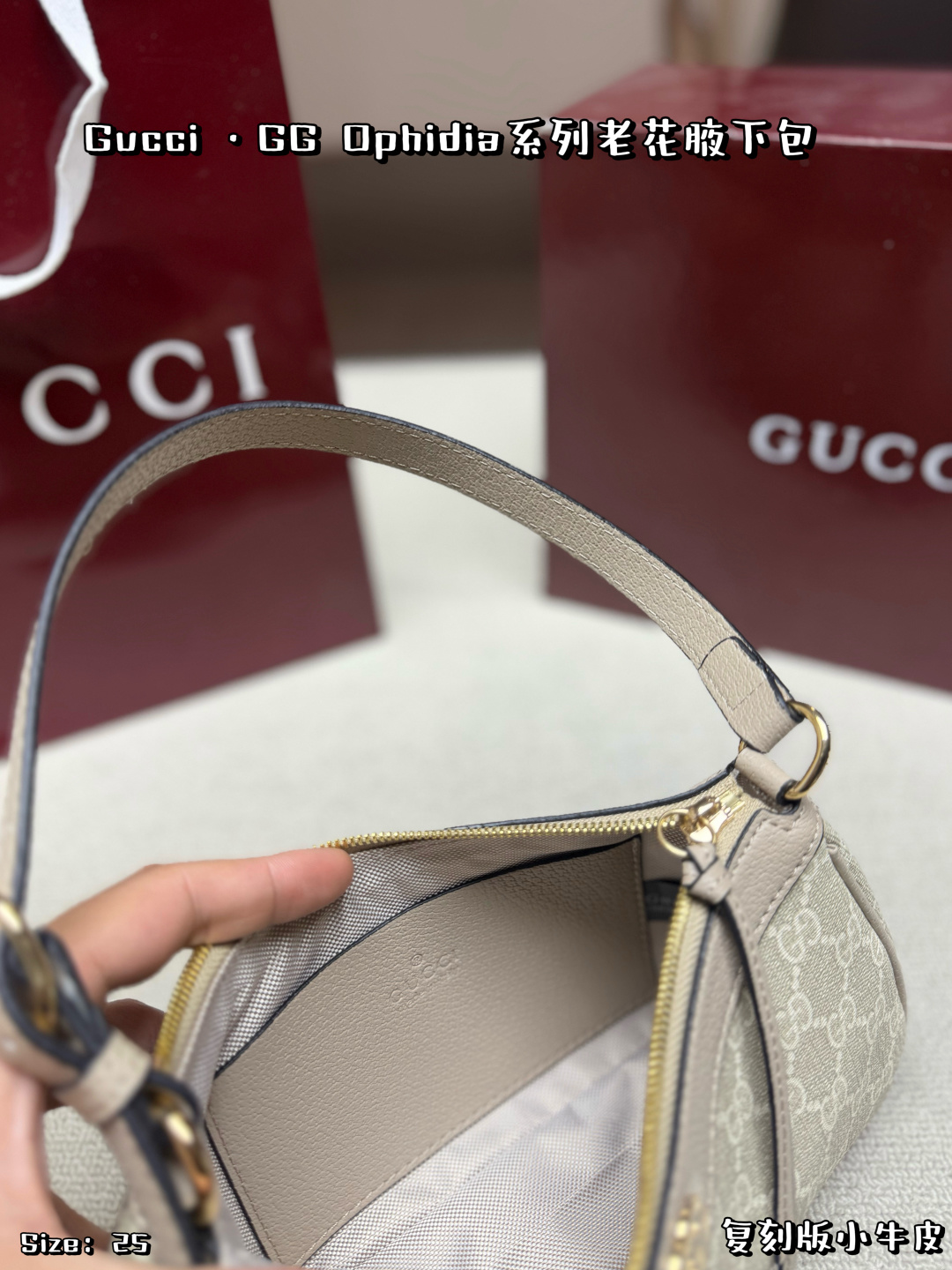 Chic Ophidia-Style GG Canvas Hobo Bag with Adjustable Strap, Double G Hardware & Foldable Box (25cm)