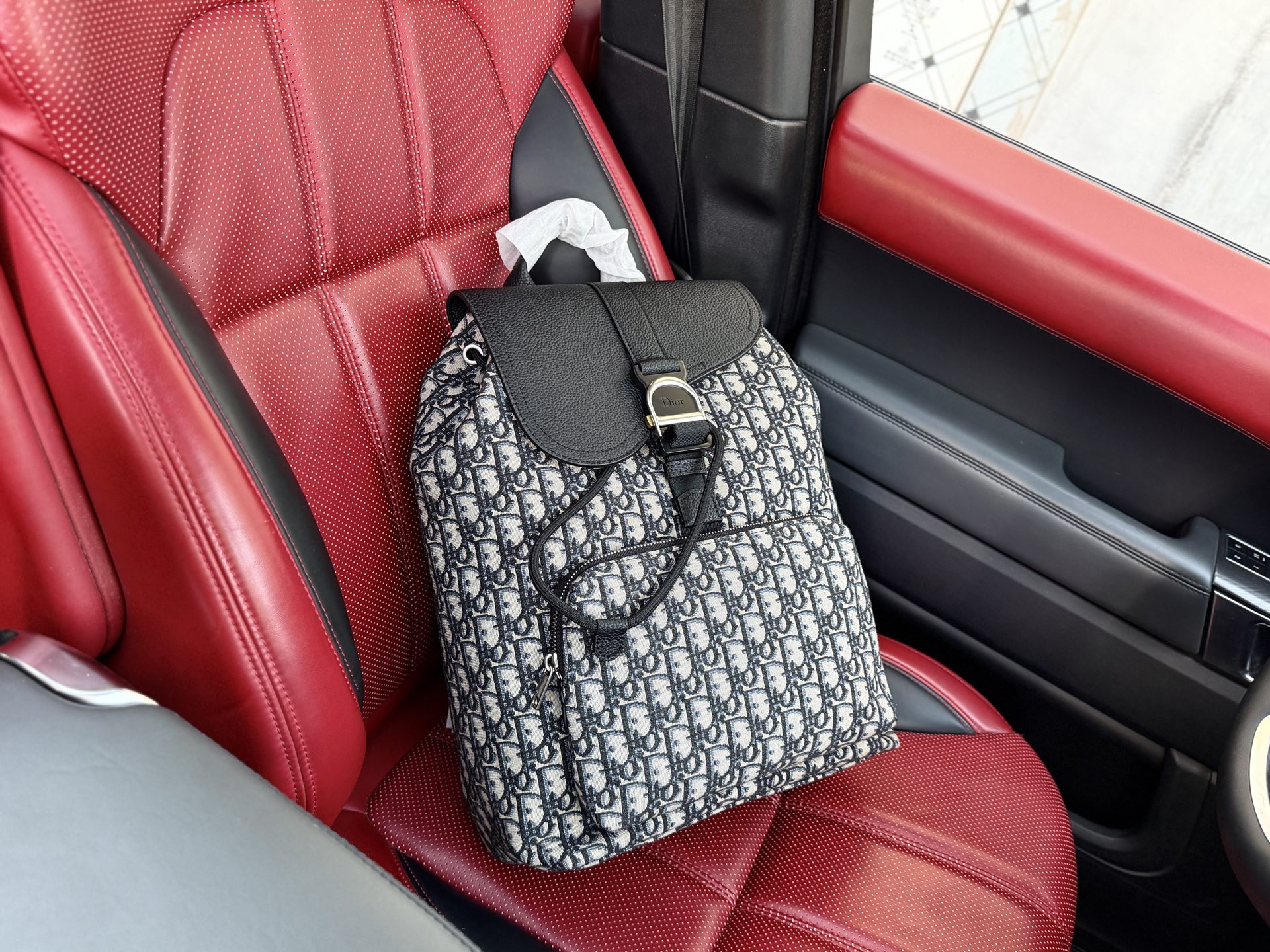Chic Oblique-Style Monogram Canvas Backpack with Leather Flap & Adjustable Padded Straps (Unisex)