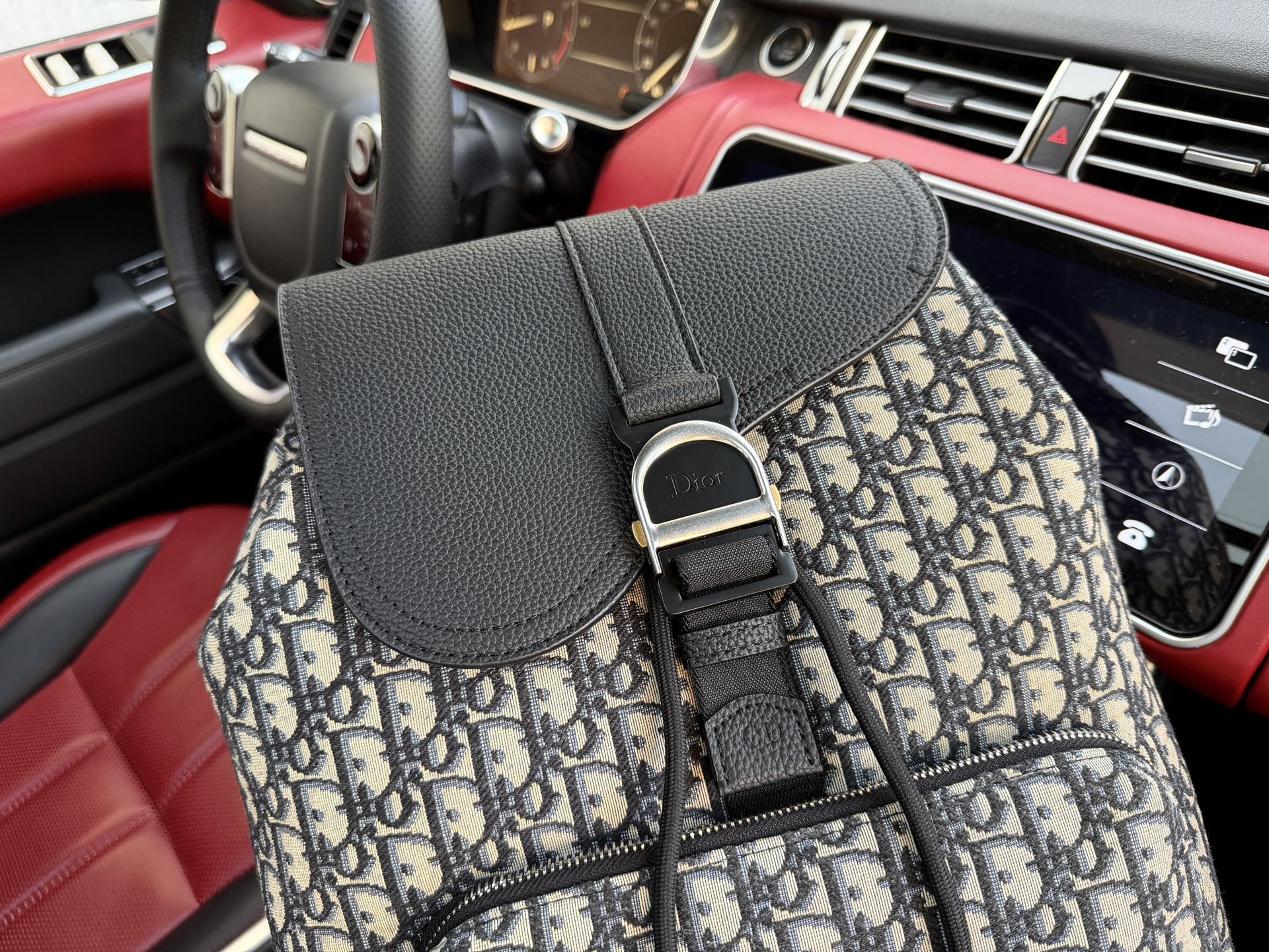 Chic Oblique-Style Monogram Canvas Backpack with Leather Flap & Adjustable Padded Straps (Unisex)