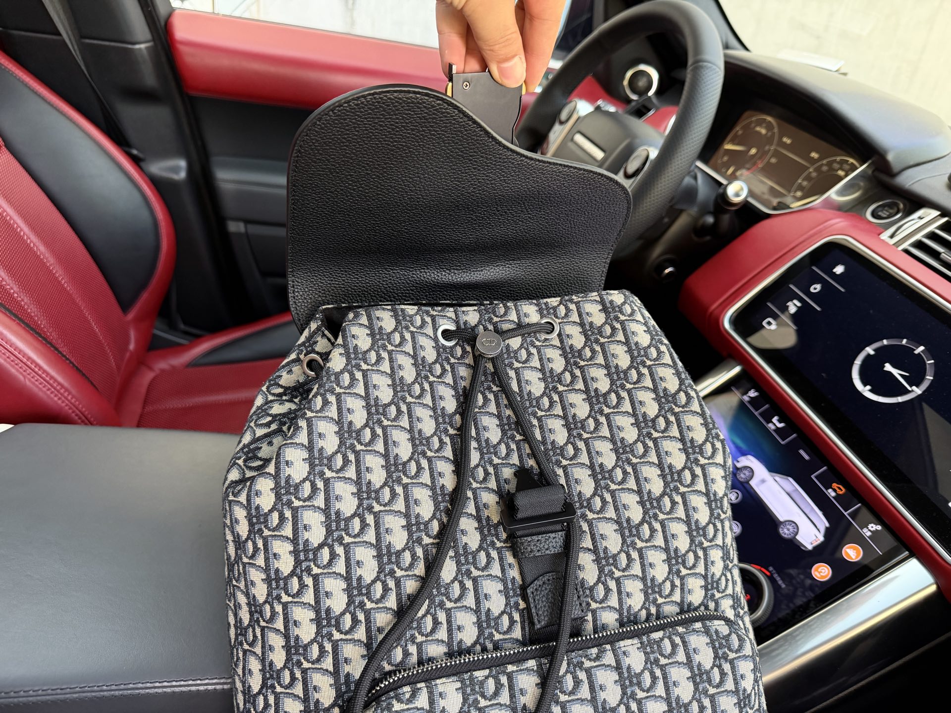 Chic Oblique-Style Monogram Canvas Backpack with Leather Flap & Adjustable Padded Straps (Unisex)