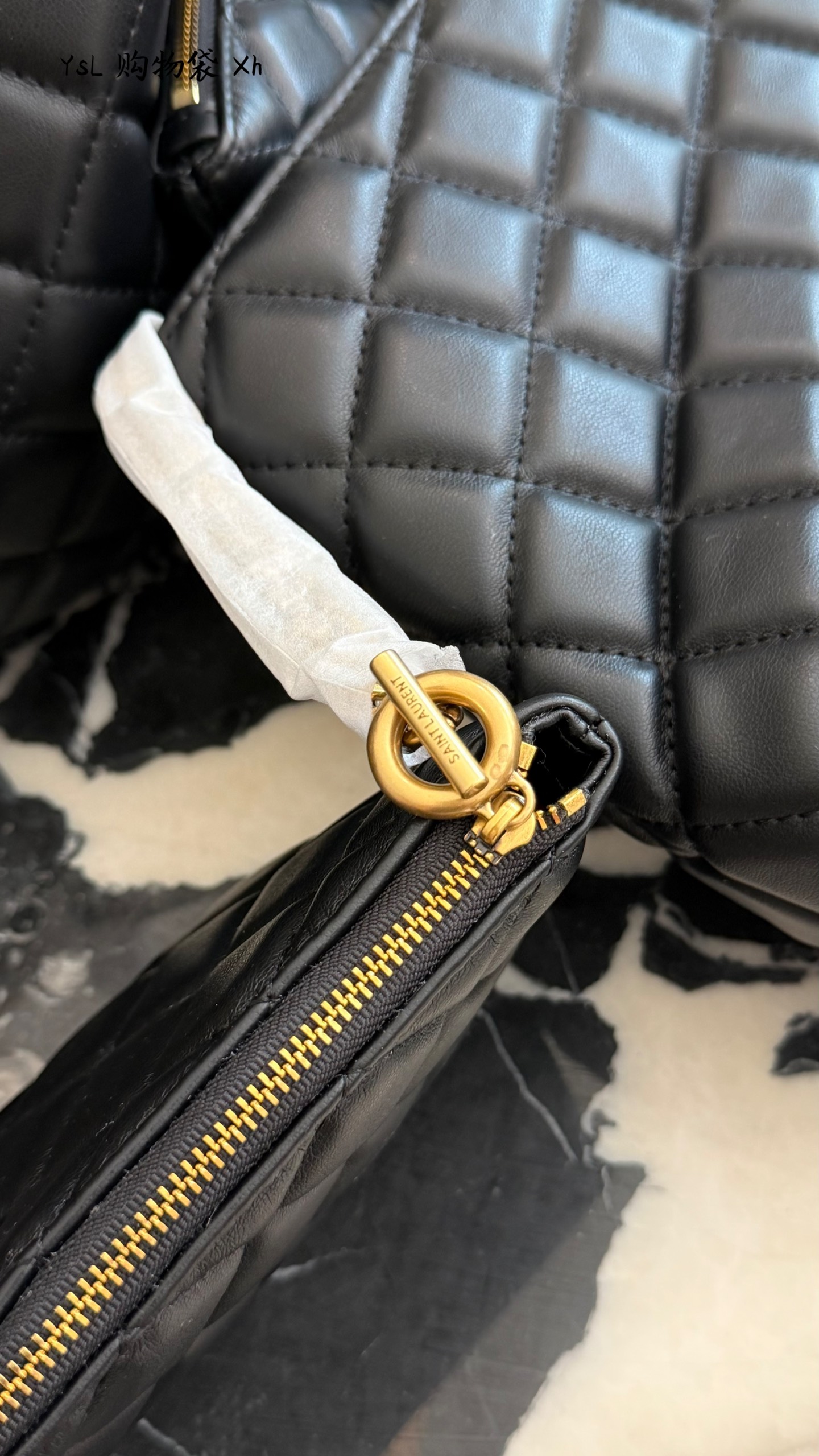 Chic Cassandre-Style Quilted Leather Tote Bag with Gold Logo & Detachable Pouch