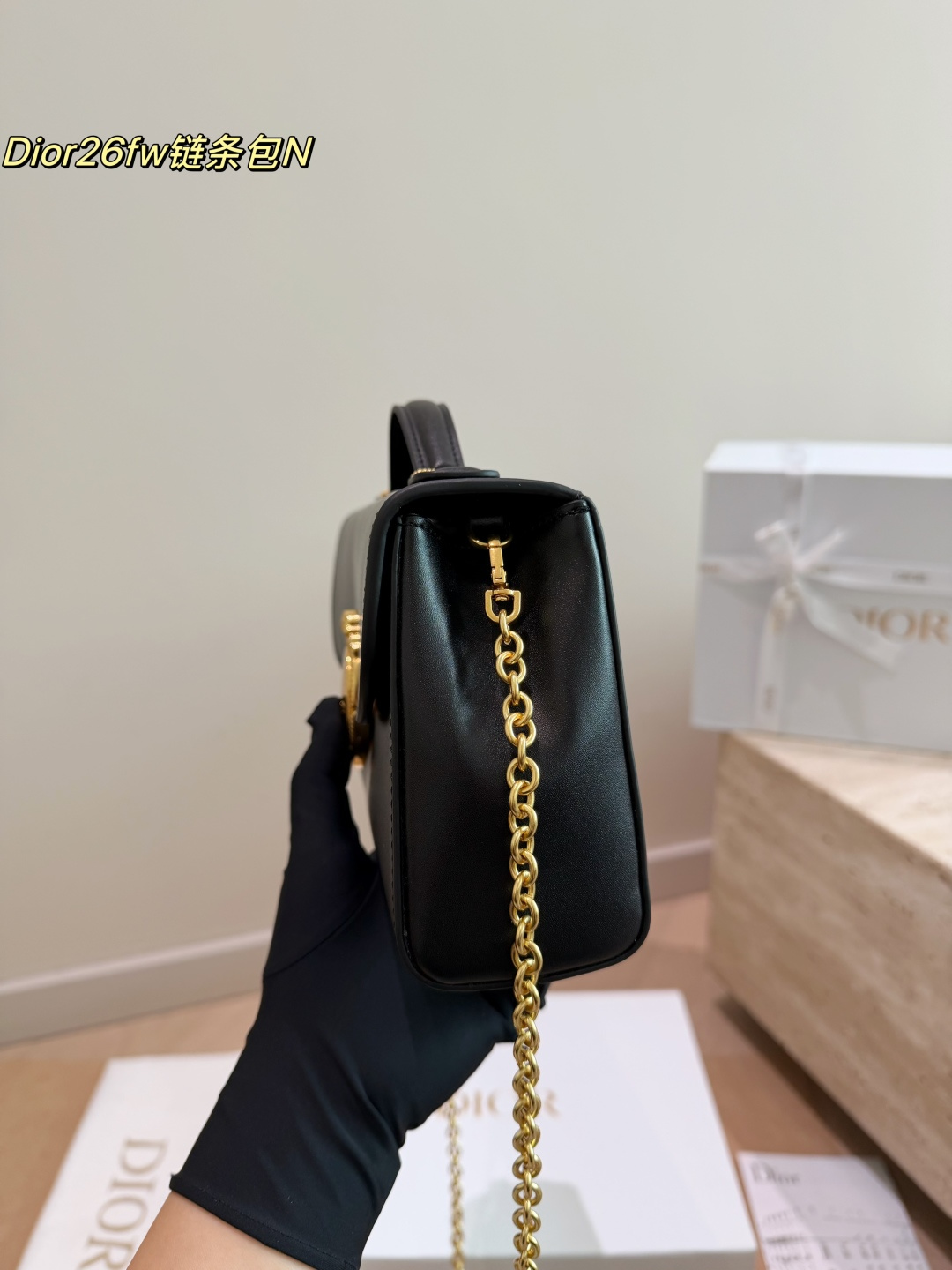 Dior Vintage Oval Clasp Top-Handle Bag in Black Leather (26cm) - With Box