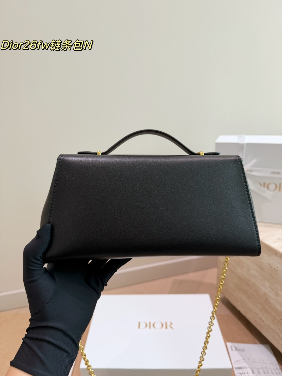 Dior Vintage Oval Clasp Top-Handle Bag in Black Leather (26cm) - With Box