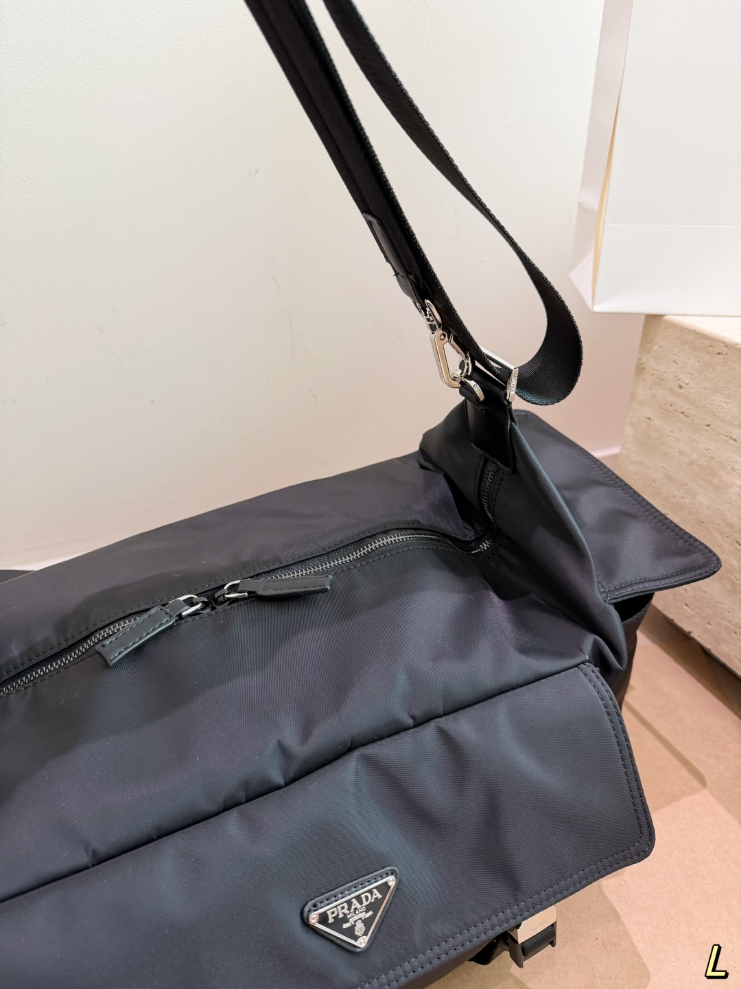 Prada Nylon Utility Travel Bag with Triangle Logo & Buckles (54x22cm)