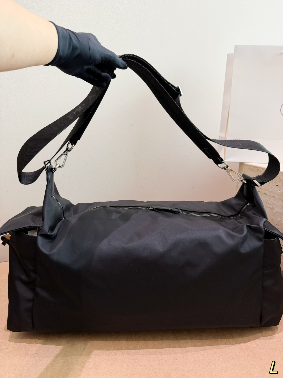 Prada Nylon Utility Travel Bag with Triangle Logo & Buckles (54x22cm)