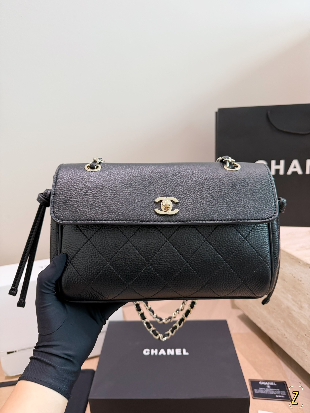 Chanel 26S Grained Calfskin Flap Bag with Gold Hardware (30cm) - With Gift Box
