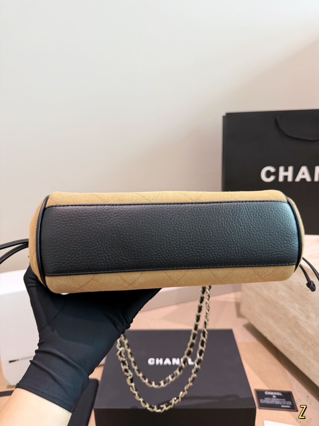 Chanel 26S Two-Tone Suede & Grained Calfskin Flap Bag (30cm) - With Gift Box