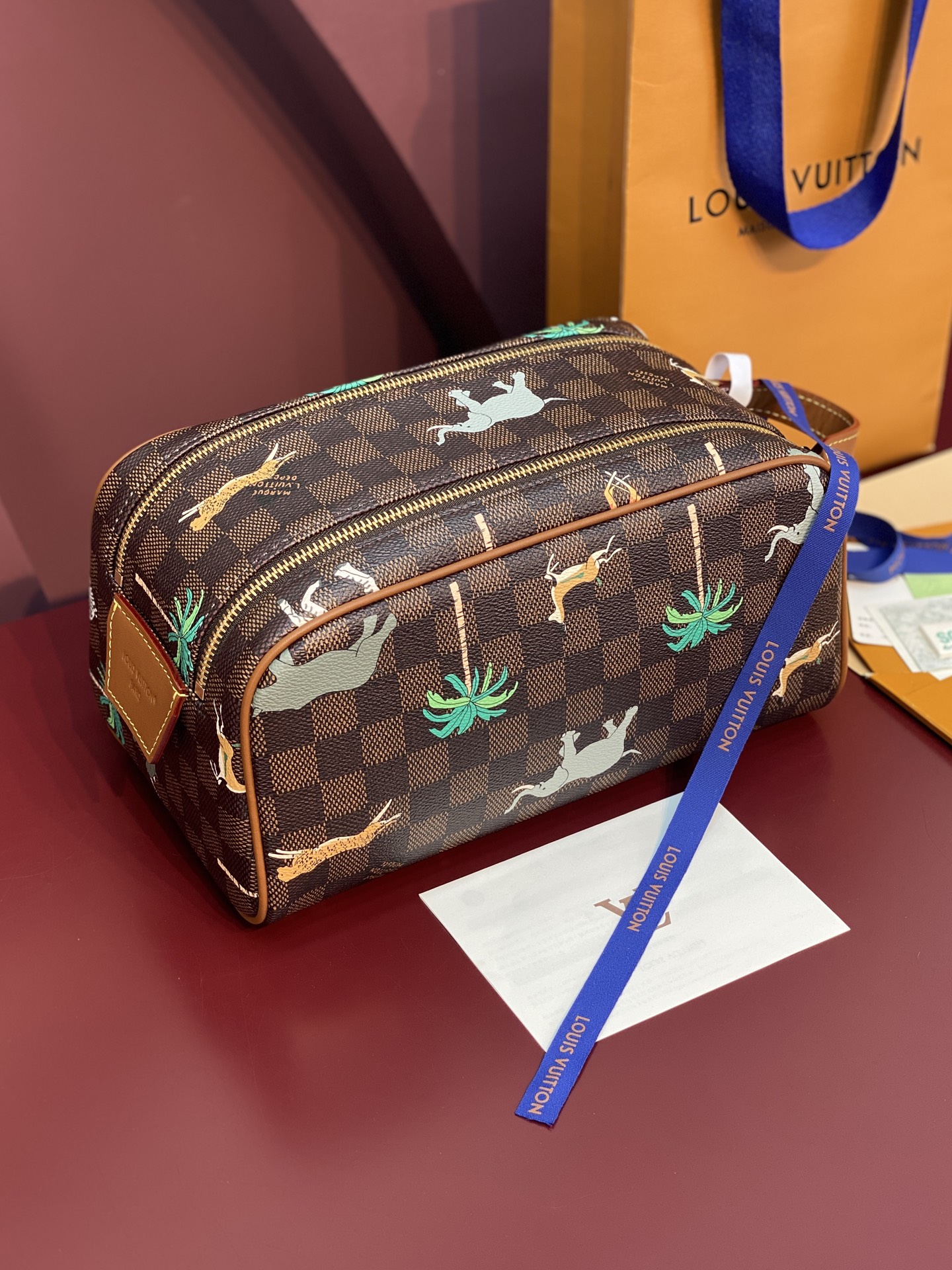 Louis Vuitton x The Darjeeling Limited Dopp Kit in Damier Ebene Canvas (28x15x16.5cm)