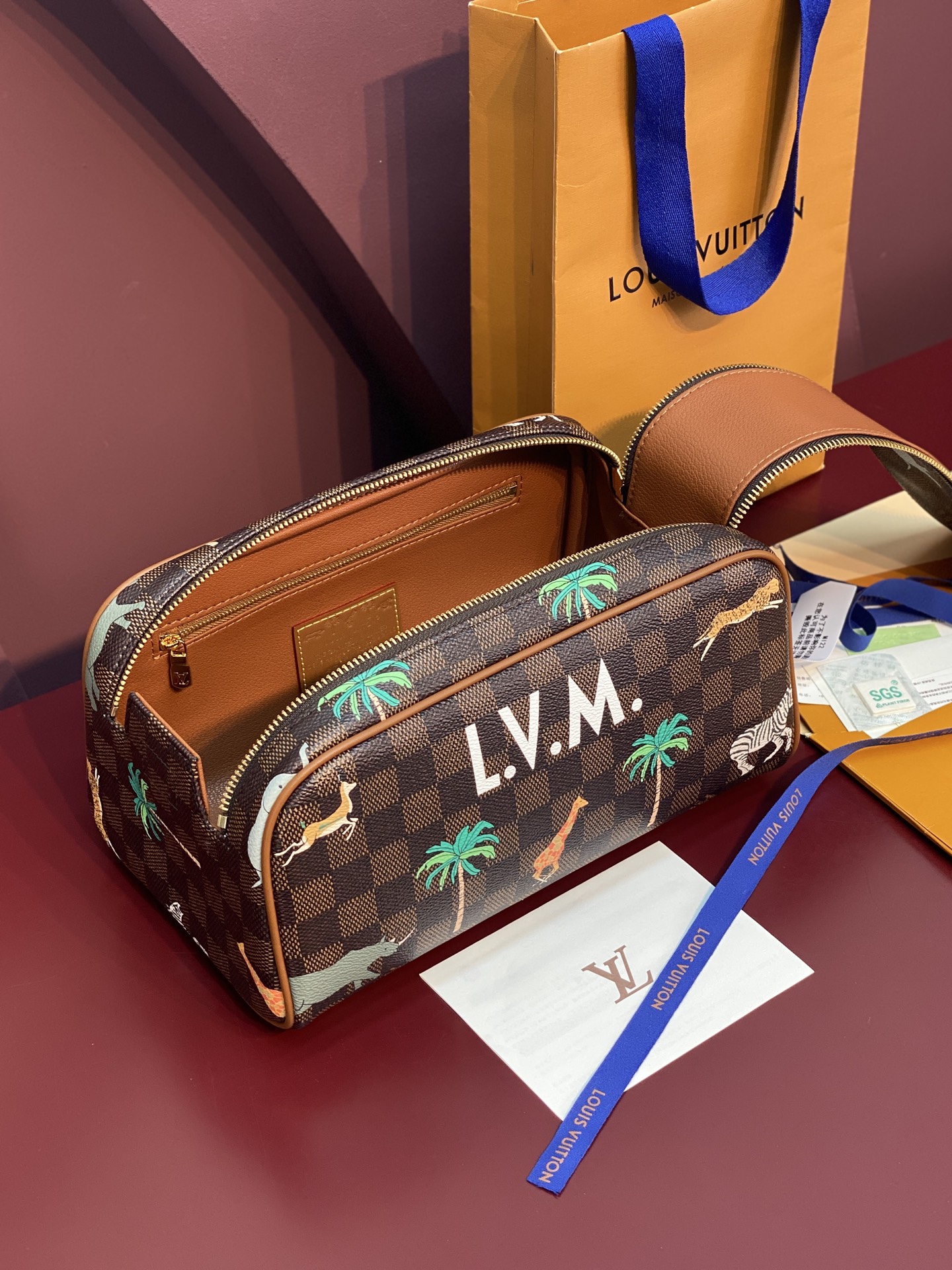 Louis Vuitton x The Darjeeling Limited Dopp Kit in Damier Ebene Canvas (28x15x16.5cm)