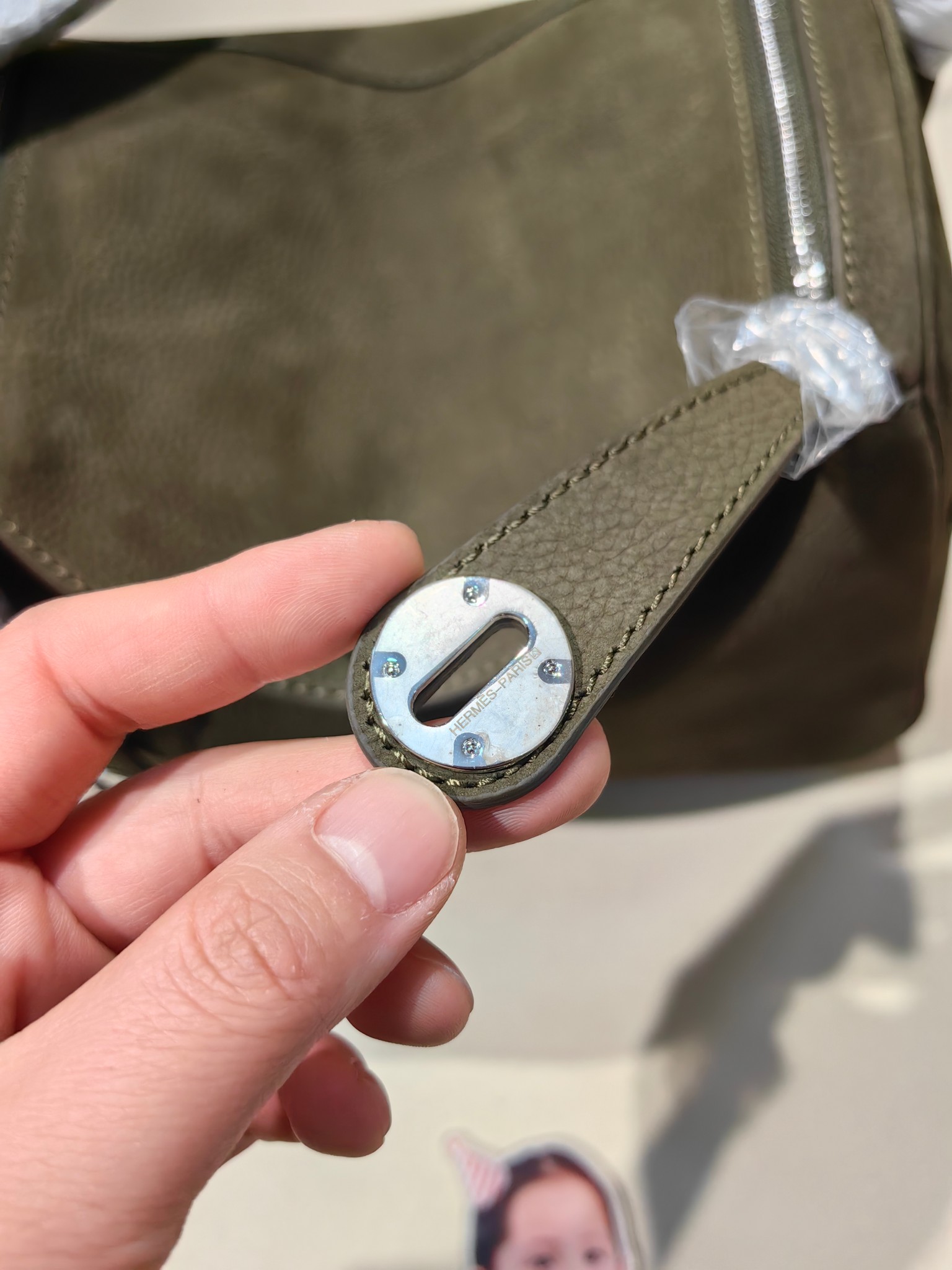 Hermès Lindy 26 in Suede Leather (Deep Olive/Chocolate) with Palladium Hardware