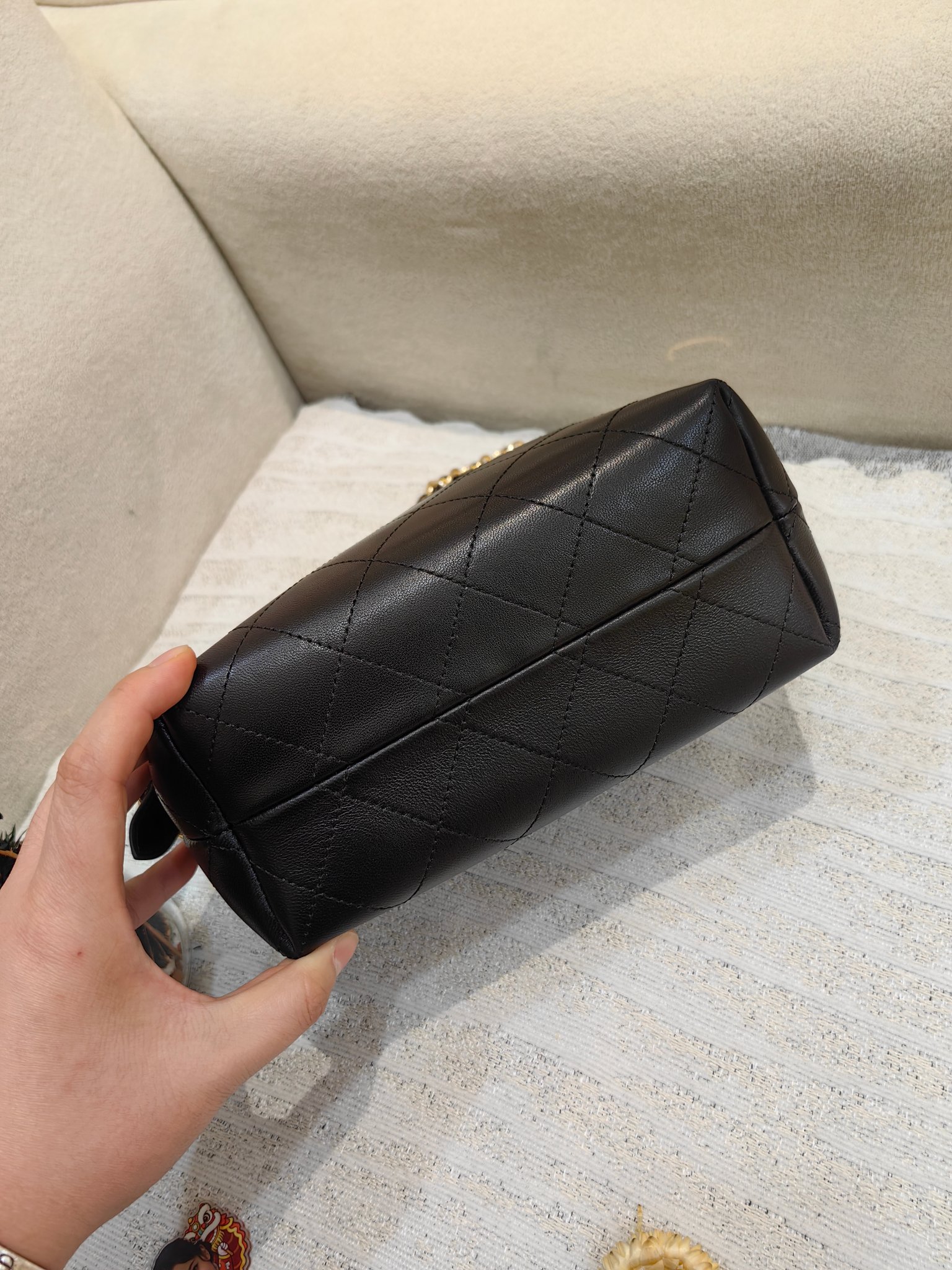 Chanel 26K Mini Hobo Bag in Olive Suede & Black Leather (20cm)