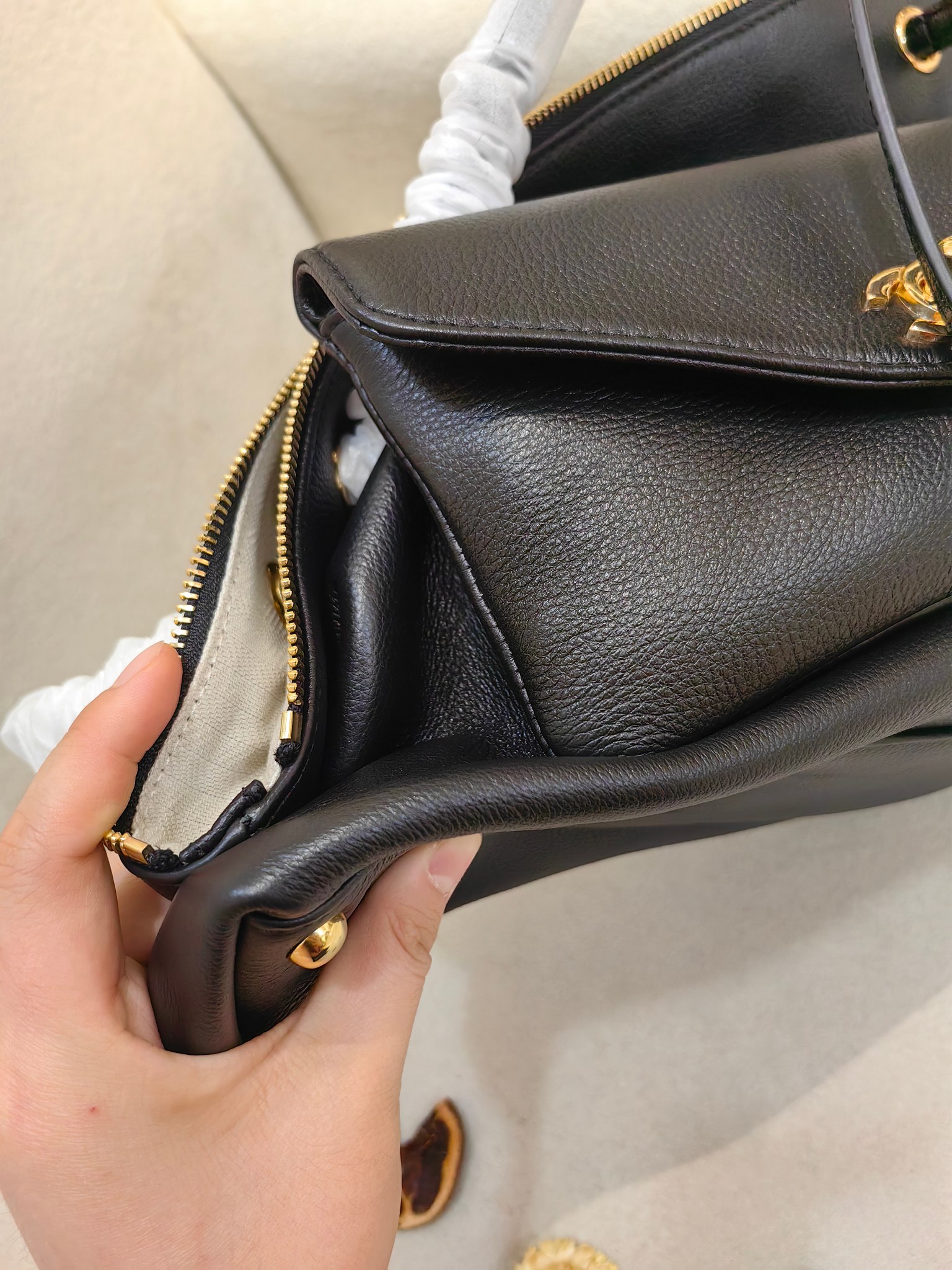 Chanel 26B Grained Calfskin Pocket Tote Bag (43x26cm) - Black & Gold