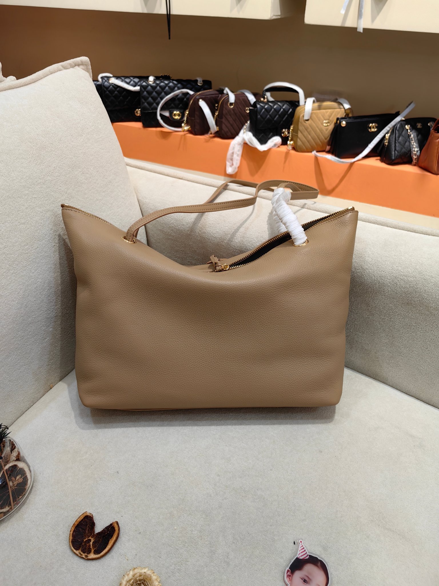 Chanel 26B Grained Calfskin Pocket Tote Bag (43x26cm) - Apricot & Gold