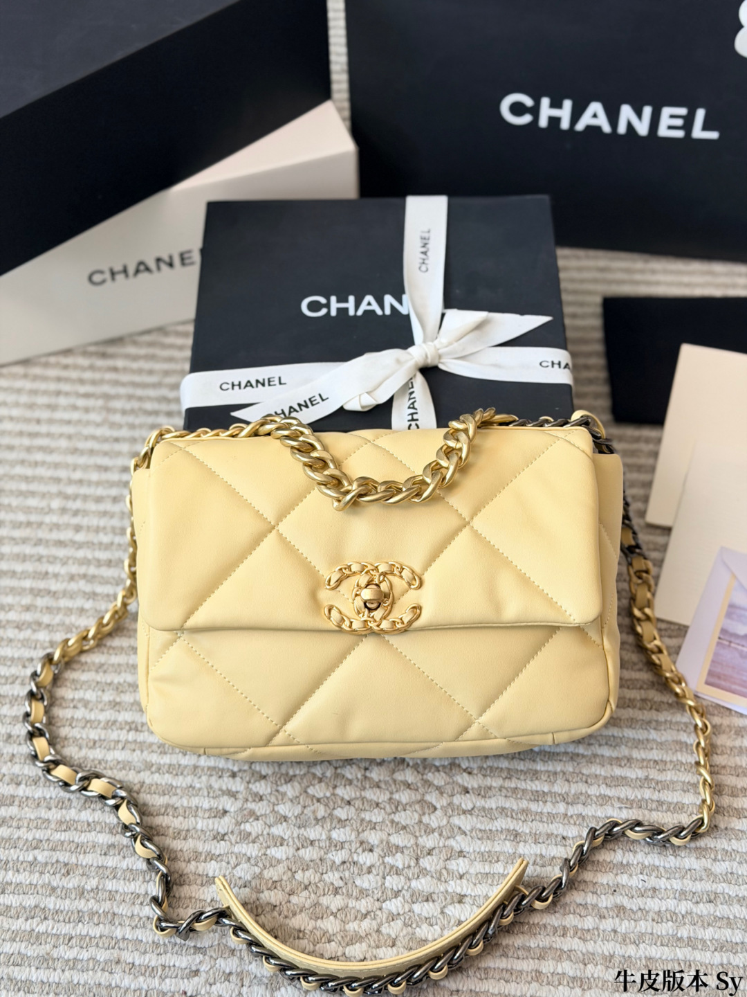 Chanel 19 Flap Bag in Burgundy Leather with Mixed Metal Hardware (26cm) - Full Set