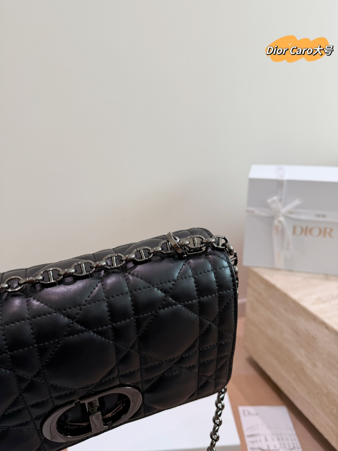 Dior Miss Caro Large Chain Bag in Black Cannage Leather - With Gift Box