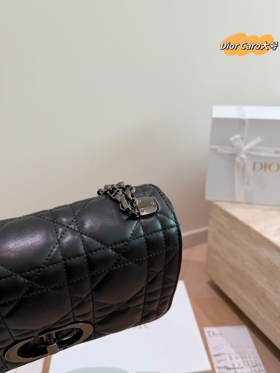 Dior Miss Caro Large Chain Bag in Black Cannage Leather - With Gift Box